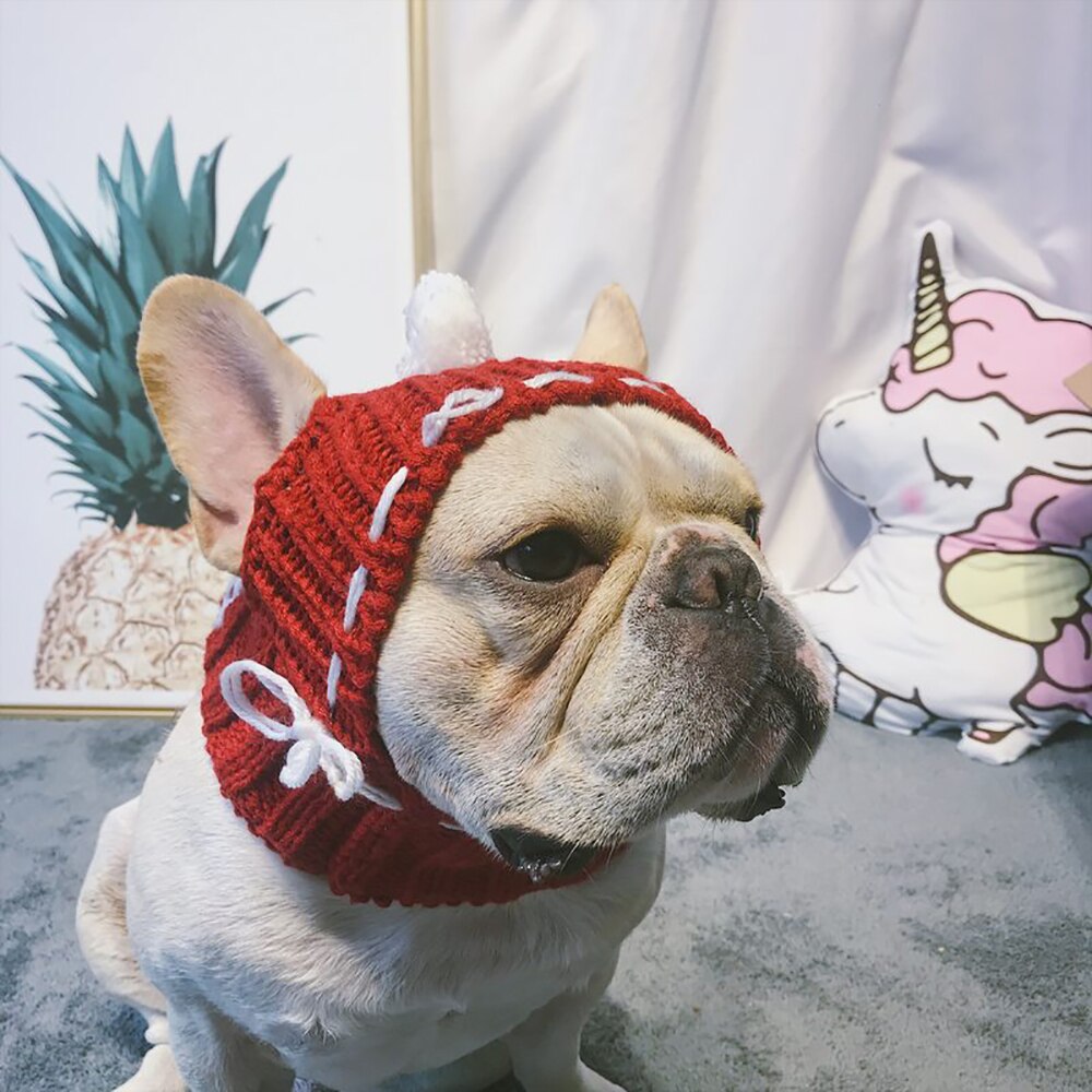 Winter Woolen Dog Birthday Cap Pet Hats Dog Accessories Puppy Hat With Ball Head Wear for Small Dogs French Bulldog Pet Products