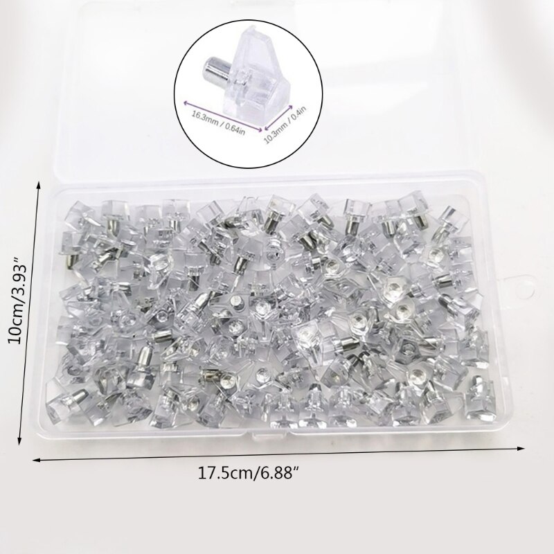 100Pcs 5mm Clear Cabinet Shelf Support Pegs Clips Holder Plastic Bookcase Self-Locking Pins Bracket for Kitchen Tool B03E
