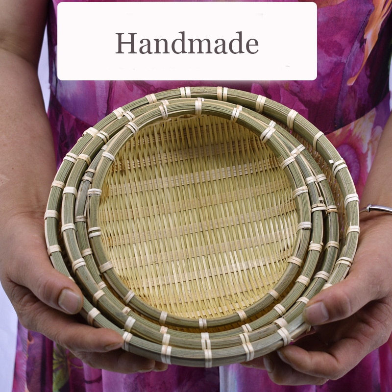 Natural Eco-Friendly Handmade Bamboo Baskets Fruit Vegetables Bread Rattan Basket Storage Basket Home Organizer