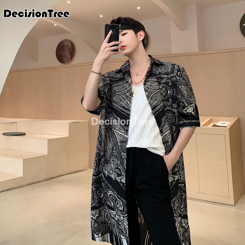 japanese kimono cardigan men haori yukata male samurai costume clothing short sleeve men long kimono shirt yukata haori