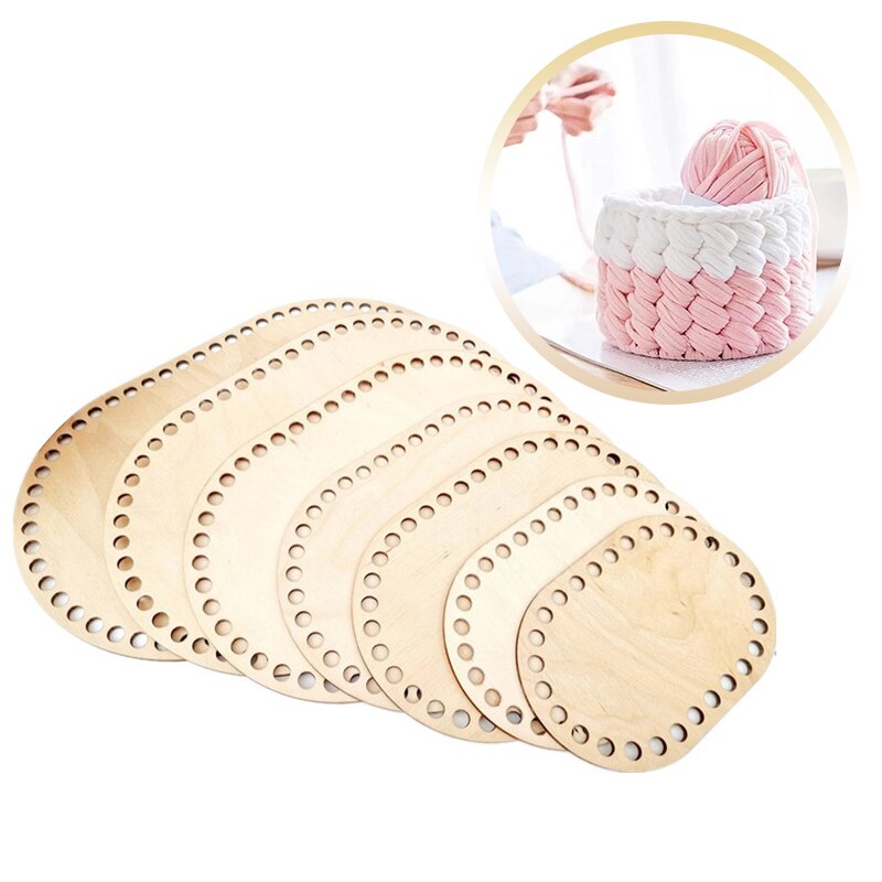Natural Wooden Basket Bottom Crochet Basket Base for DIY Handcraft Basket Weaving Supplies Making Home Decoration