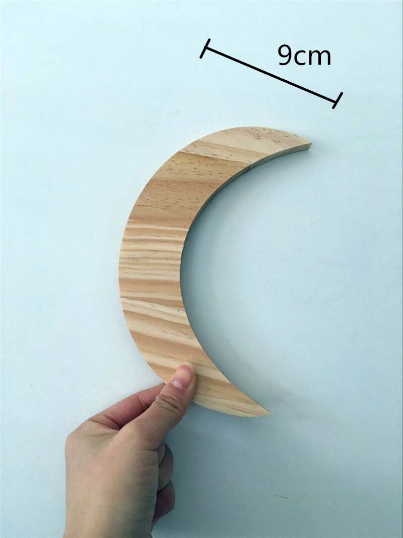 Nordic INS Wooden Star Moon Newborn Baby Kids Tent BedRoom Decor Accessory Wall Hanging Photography Props With 3M Stickers