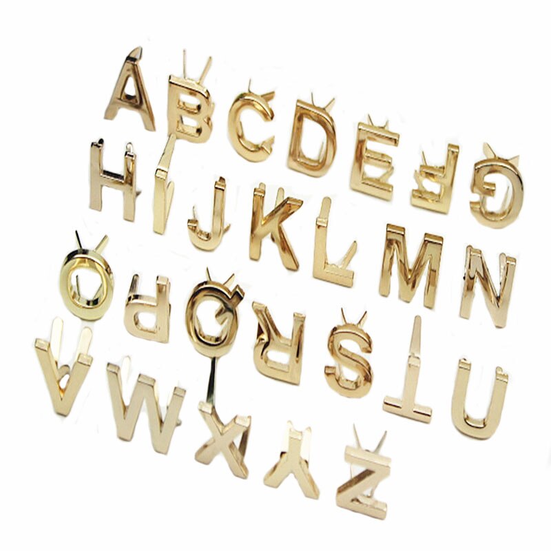 5Pcs Diy Engels 26 Brief Metalen Klinknagels Klauw Studs Voor Tassen Kleding Hoeden Leer Decor Alfabetten Klauw Klinknagel Handgemaakte ambachten