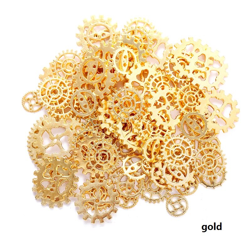 30 UDS-100 Uds 10 colores tamaño pequeño 8-15mm aleación de Zinc mezcla mecánica Steampunk engranajes y engranajes accesorios Diy: Color dorado
