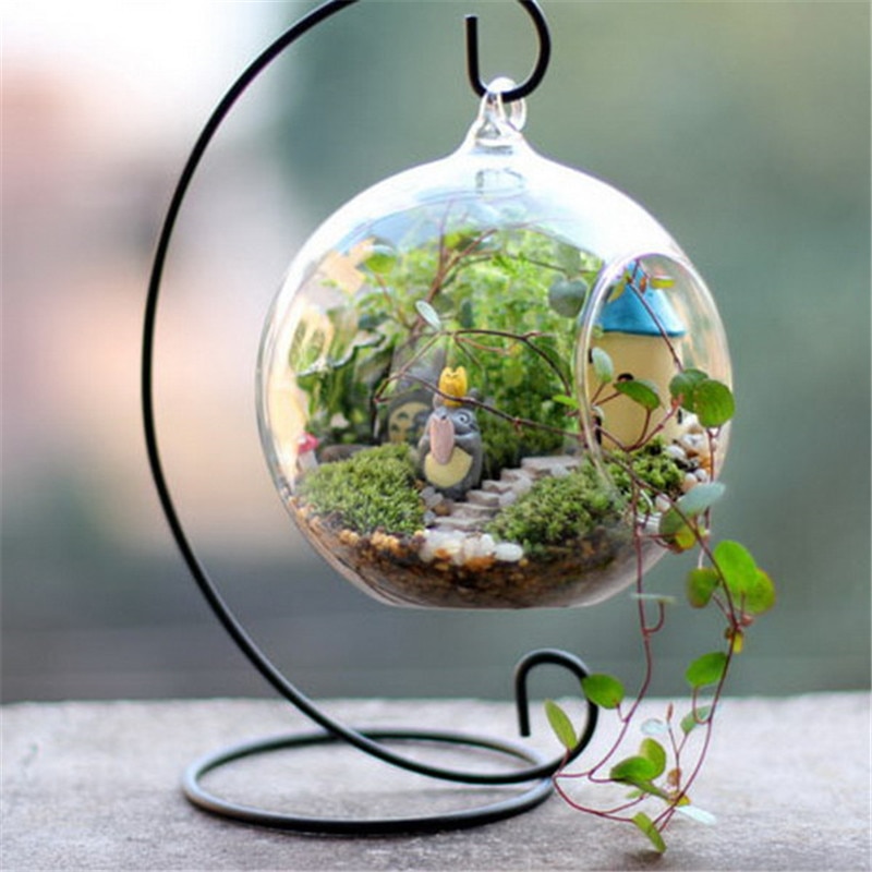 Porte-bougie en fer forgé, cadre Micro paysage, lanterne, support suspendu de cabine, porte-bougie de mariage romantique, chandelier