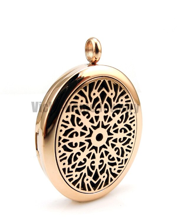 With Steel Chain High Polish Aromatherapy Essential Oils Magnet Stainless Steel Diffuser Locket with Pads: rose gold