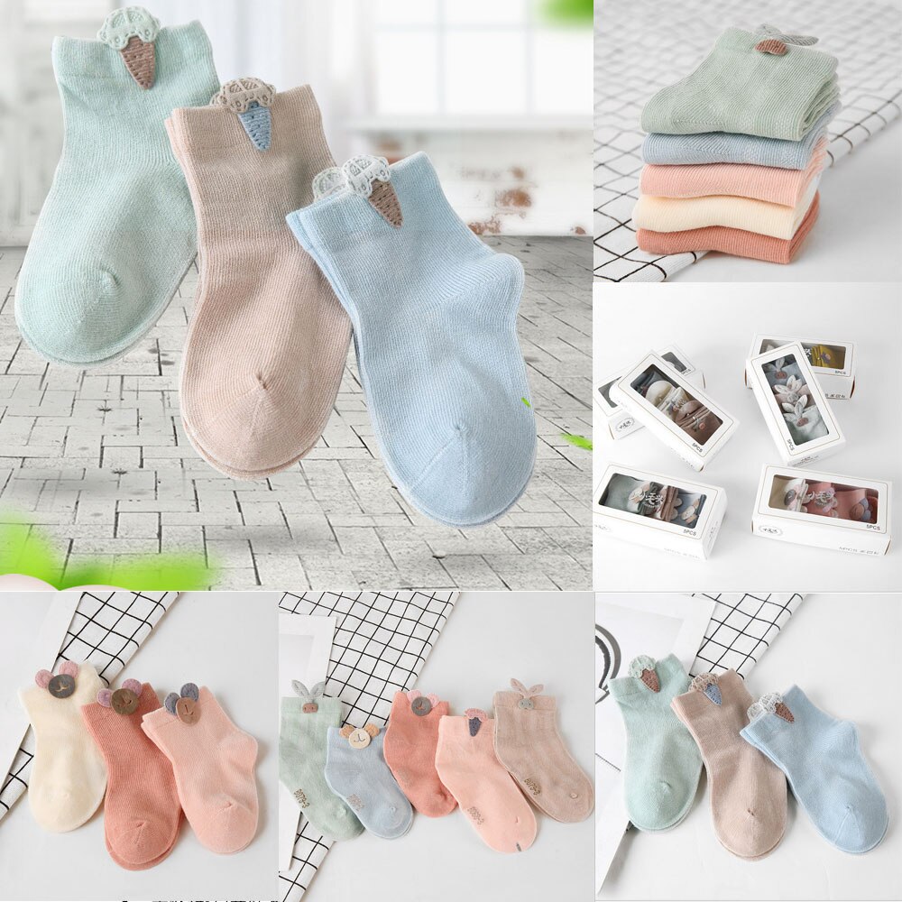 1Pcs Kids Baby Socks for Girls Children Cartoon Cotton Socks Leg Warm Candy Color Short Socks