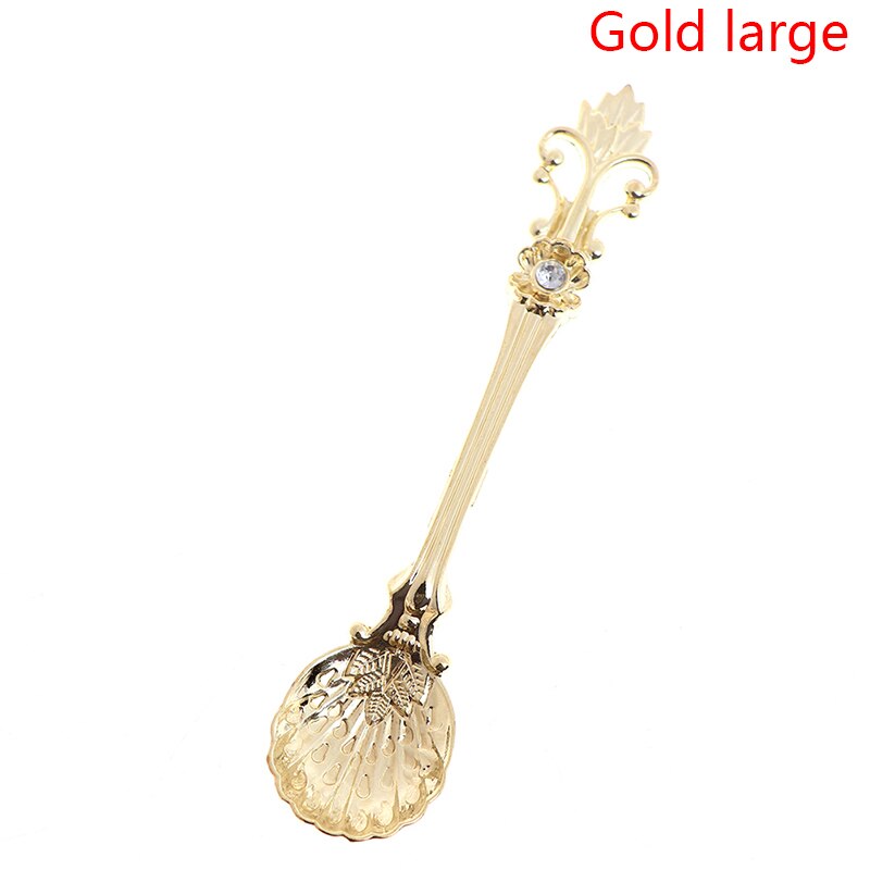 1 pz creativo Vintage ▾ in lega di zinco fiore foglia intaglio cucchiaio da cucina stoviglie posate per tè caffè cucchiai da dolce: 6