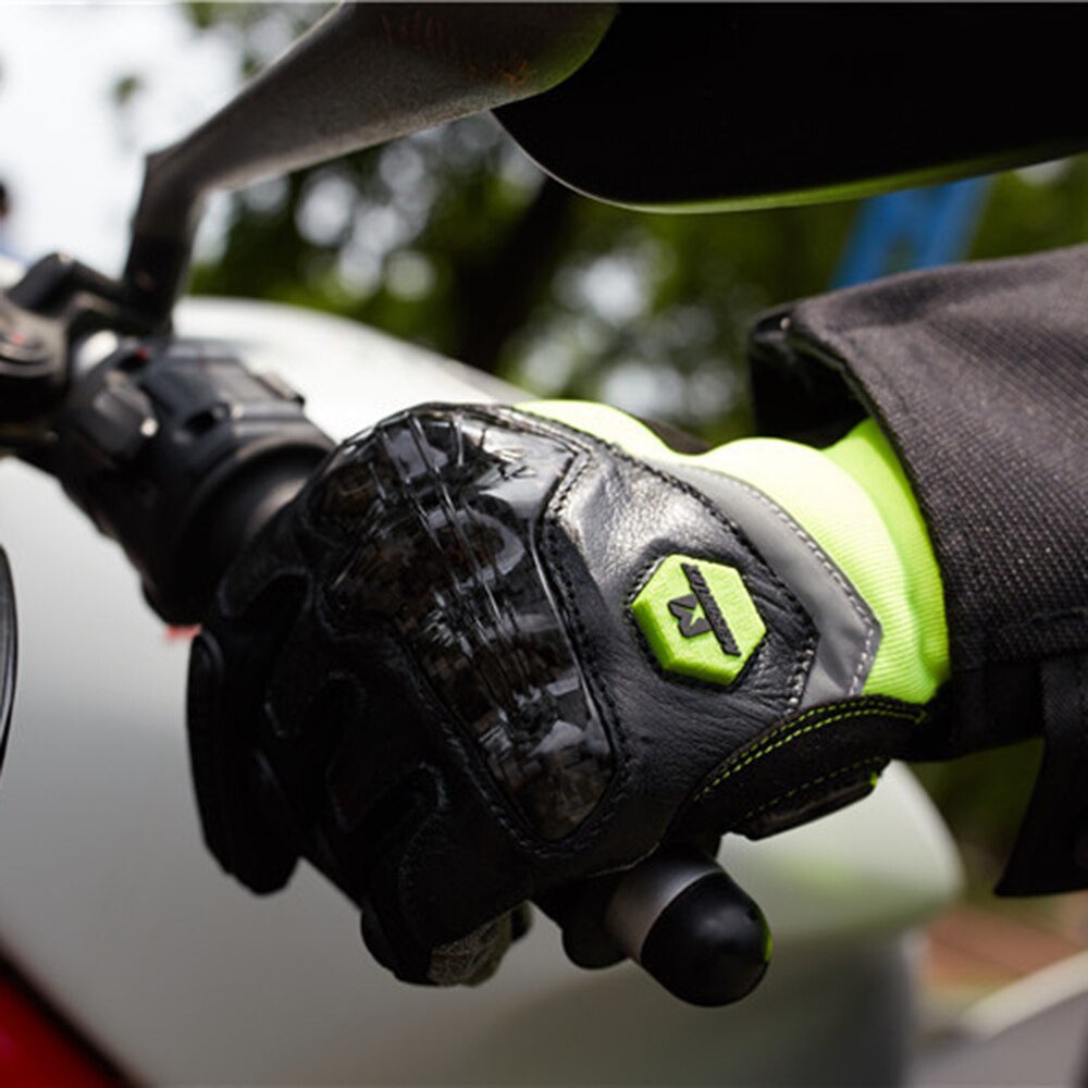 Yellow Motorcycle Gloves Carbon Fiber Guantes Touch Screen Motocross Racing Gloves Moto Reflective Motorbike Riding Gloves Men
