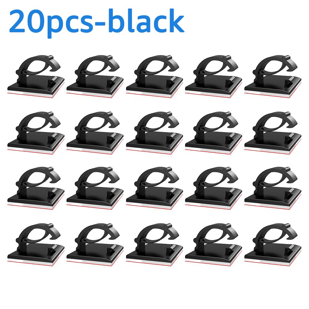 Kabel Organizer Usb Kabelhaspel Desktop Netjes Beheer Clip Kabel Houder Voor Gsm Muis Toetsenbord Oortelefoon Kabel Protector: Black-20pcs