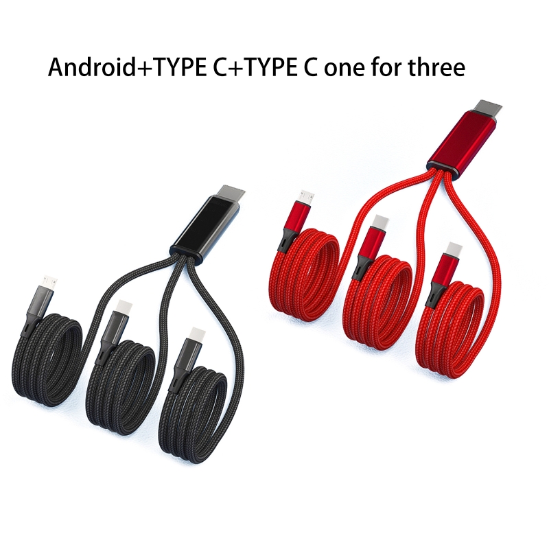 3 In 1 Usb C Naar Usb C Multi 3 In 1 Dual Type C Micro Port Charger Cord, 5V 2A Snel Opladen Kabel Voor 3 Mobiele Telefoons 24BB