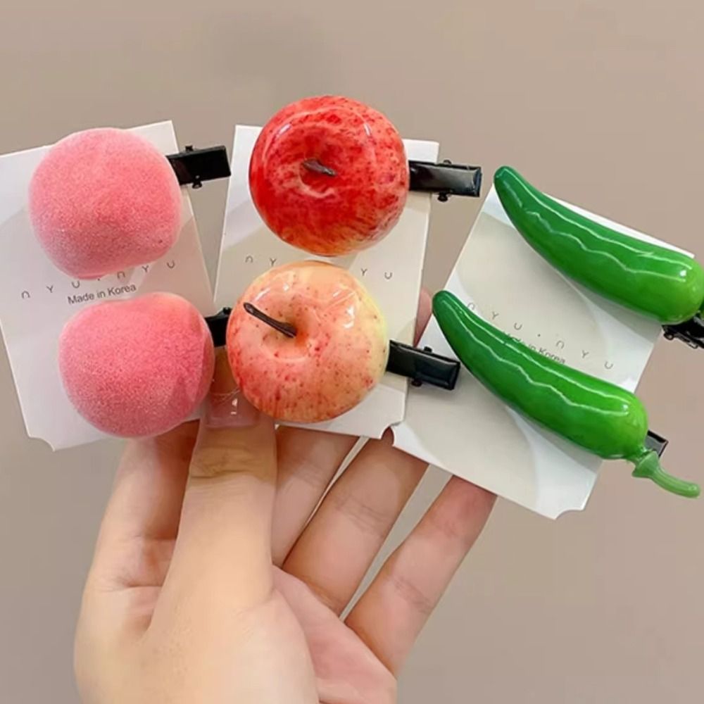Pinzas para el pelo de frutas para niña, horquillas de cereza y fresa, pasadores laterales Kawaii, accesorios para el cabello, 1 piezas