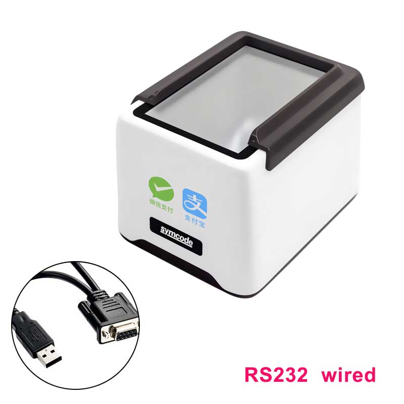Desktop 1D 2D Barcode Scanner, USB Wired / Bluetooth+2.4G Wireless QRCODE BarCode Reader,Work on Screen Codes for Mobile Payment: RS232 Wired