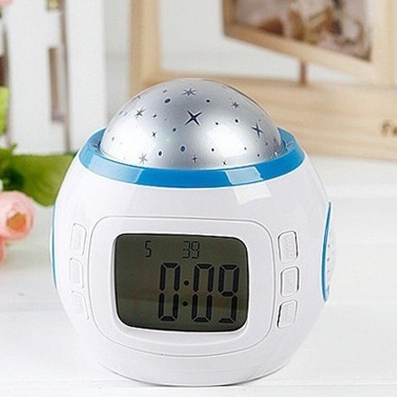 Music Star Sky Projection Clock Student Children Lazy Sleepy Music Alarm Lcd Clock Projection Alarm Clock
