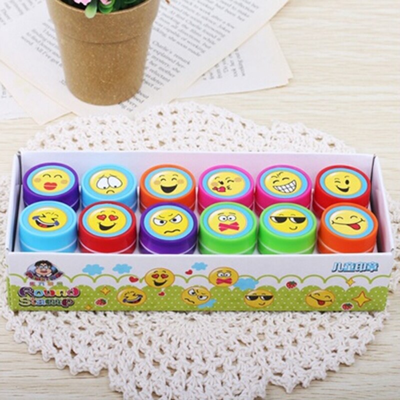 10 unids/set de sellos de juguete para niños, sellos de dibujos animados, animales, frutas, sonrisa de tráfico, sello para niños, sellos DIY, sellos de dibujos animados, Juguetes