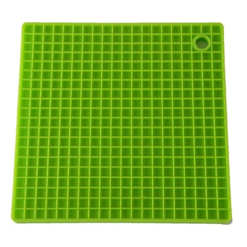 Dikke vierkante honingraat siliconen placemat isolatie pad antislip waterdichte eettafel cup pad onderzetters: green