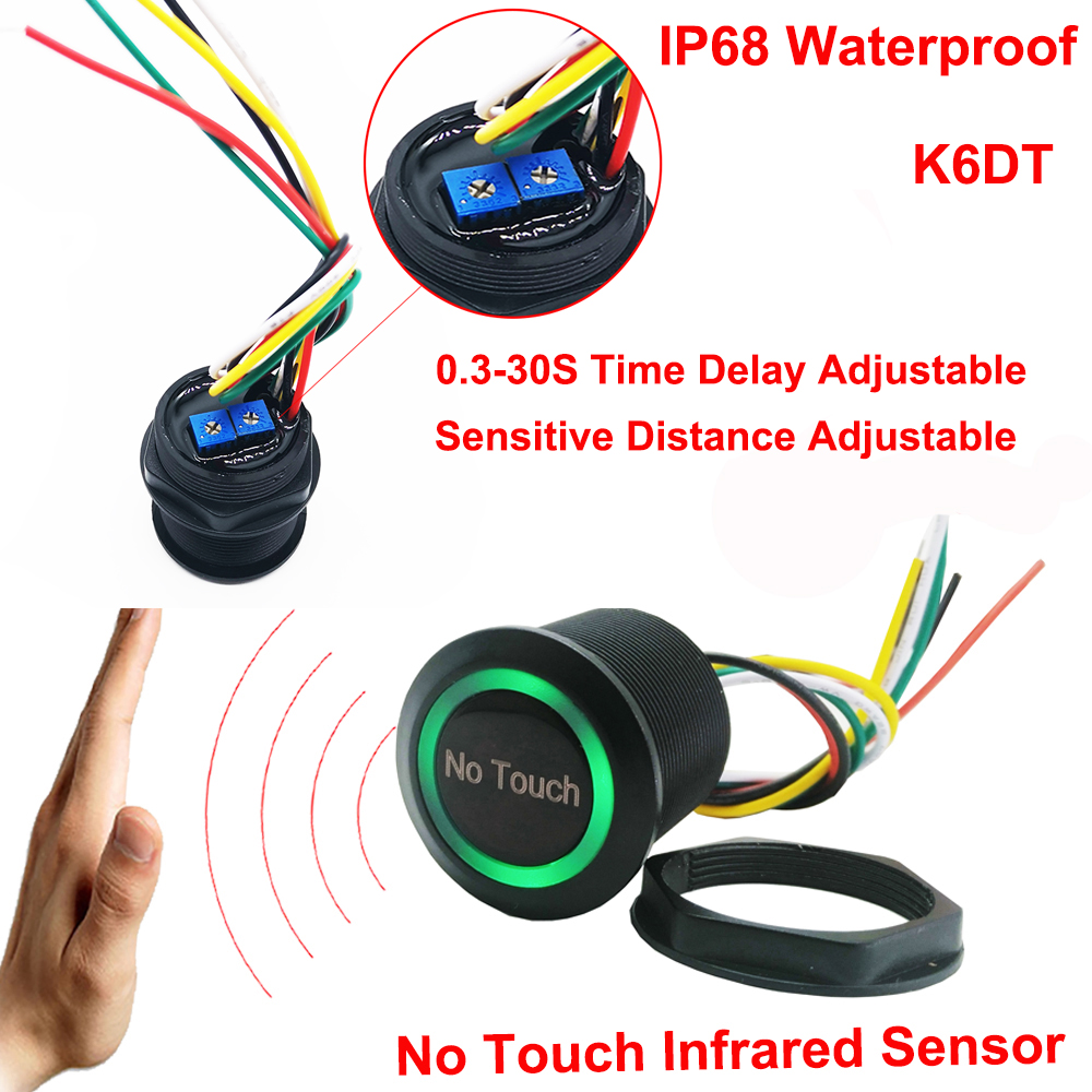 Press Push Exit Electronic Lock Release Switch Optional No Touch Door Access Control Exit Button: K6DT Time Delay