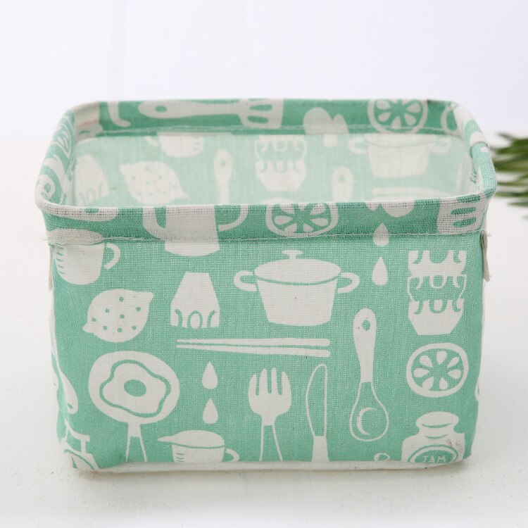 Linen Waterproof storage basket Table top Foldable storage box cosmetics sundries clothing fabric storage basket toy storage: tableware