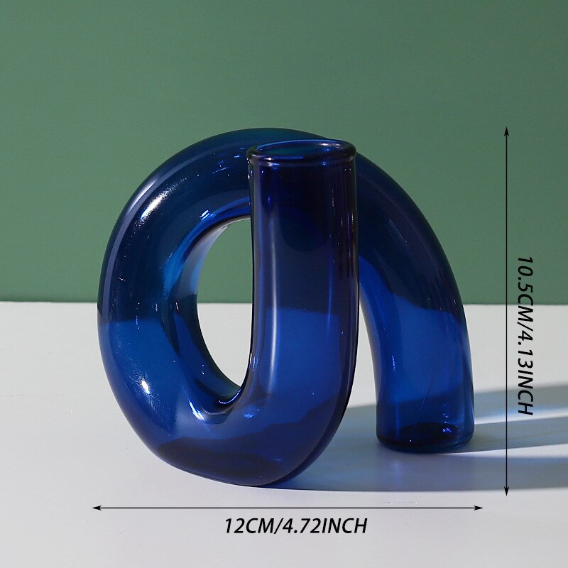 Suporte de vela nordic decoração para casa vaso de mesa acessórios de decoração de casamento castiçal de vidro vaso azul recipiente de vidro: J