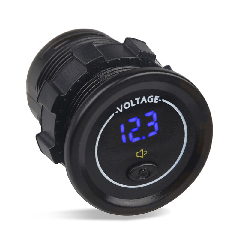 3 kolory 12-24V wyświetlacz doprowadziło samochodowy woltomierz napięcie z włącznikiem/wyłącznikiem alarm niskiego napięcia wodoodporny motocykl łódź woltomierz samochodowy: Niebieski