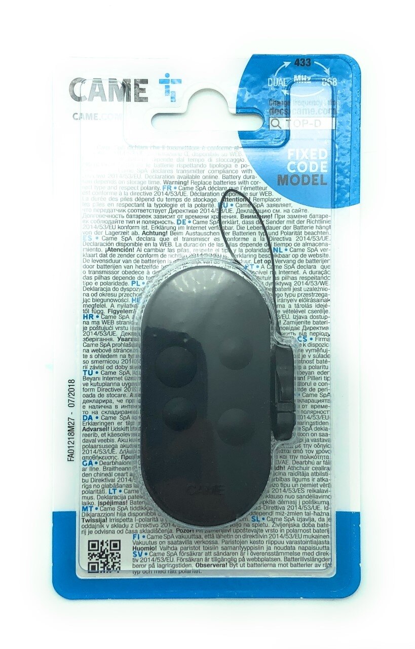 2x CAME TOPD4FKS télécommande code fixe 4 canaux double fréquence noir