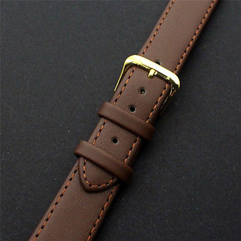 Black/Brown Faux Leather Watch Strap Replacement Wrist Strap For Men And Women Pin Buckle Plain Strap 16/18/20/22mm