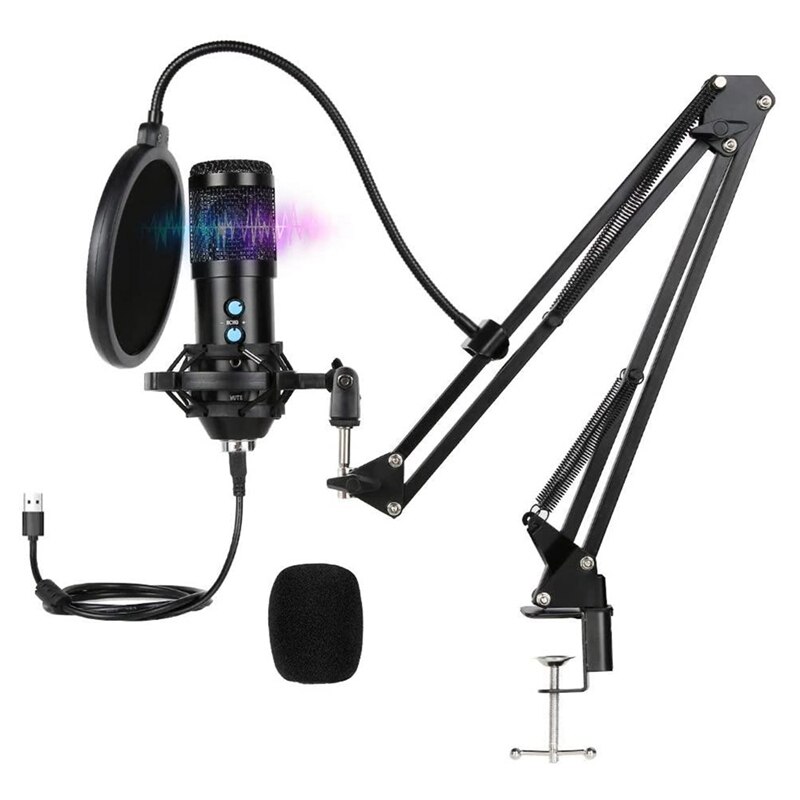 Microphone Set,Podcast Condenser Microphone,for Computer,Plug and Play Microphone,with Arm Shock-Proof,for Games,Etc: Default Title