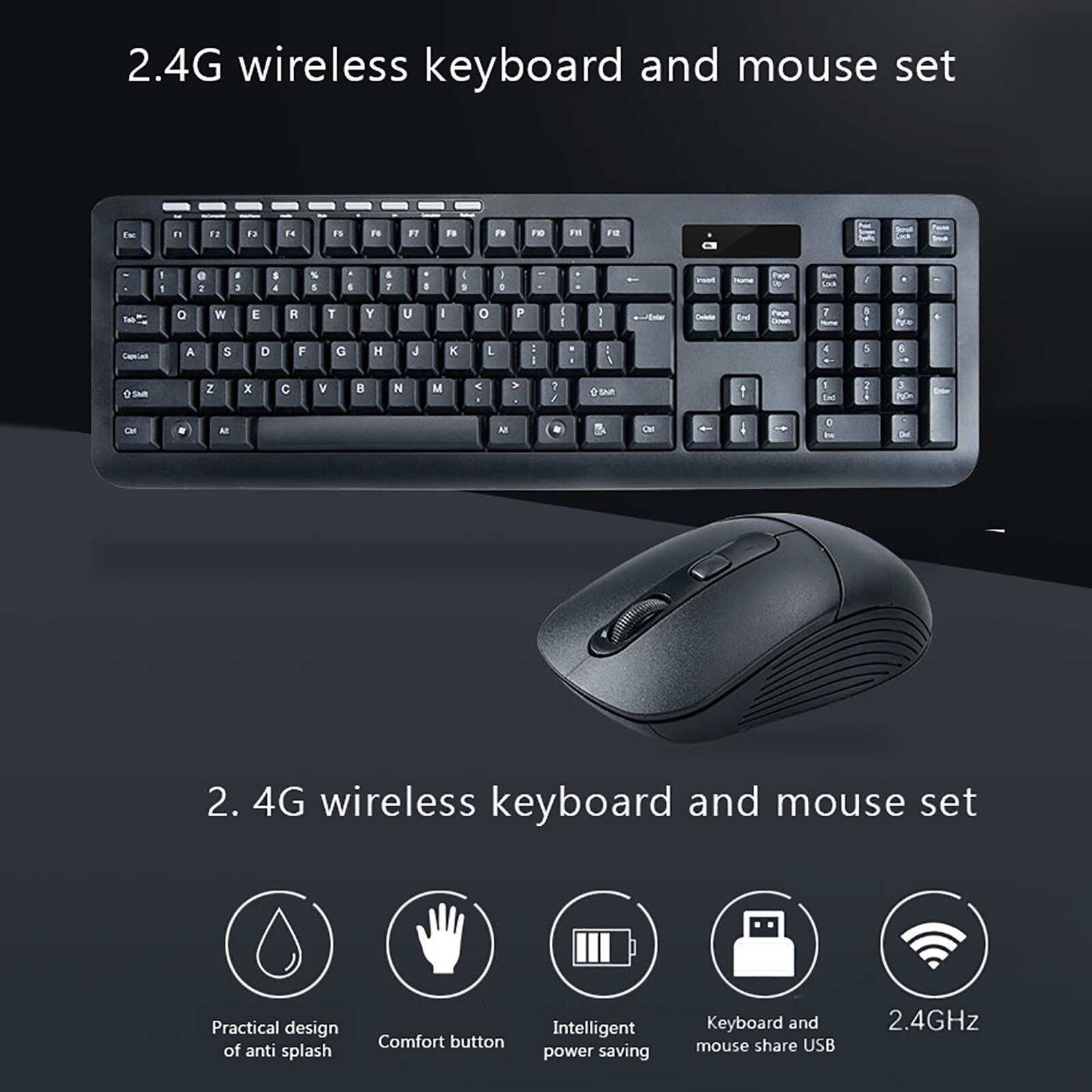 Gaming Keyboard Computer Mouse Gamer Set 2.4GHz 1600 DPI PC Keypad Ergonomic Optical Wireless Mouse For PC Laptop клавиатура