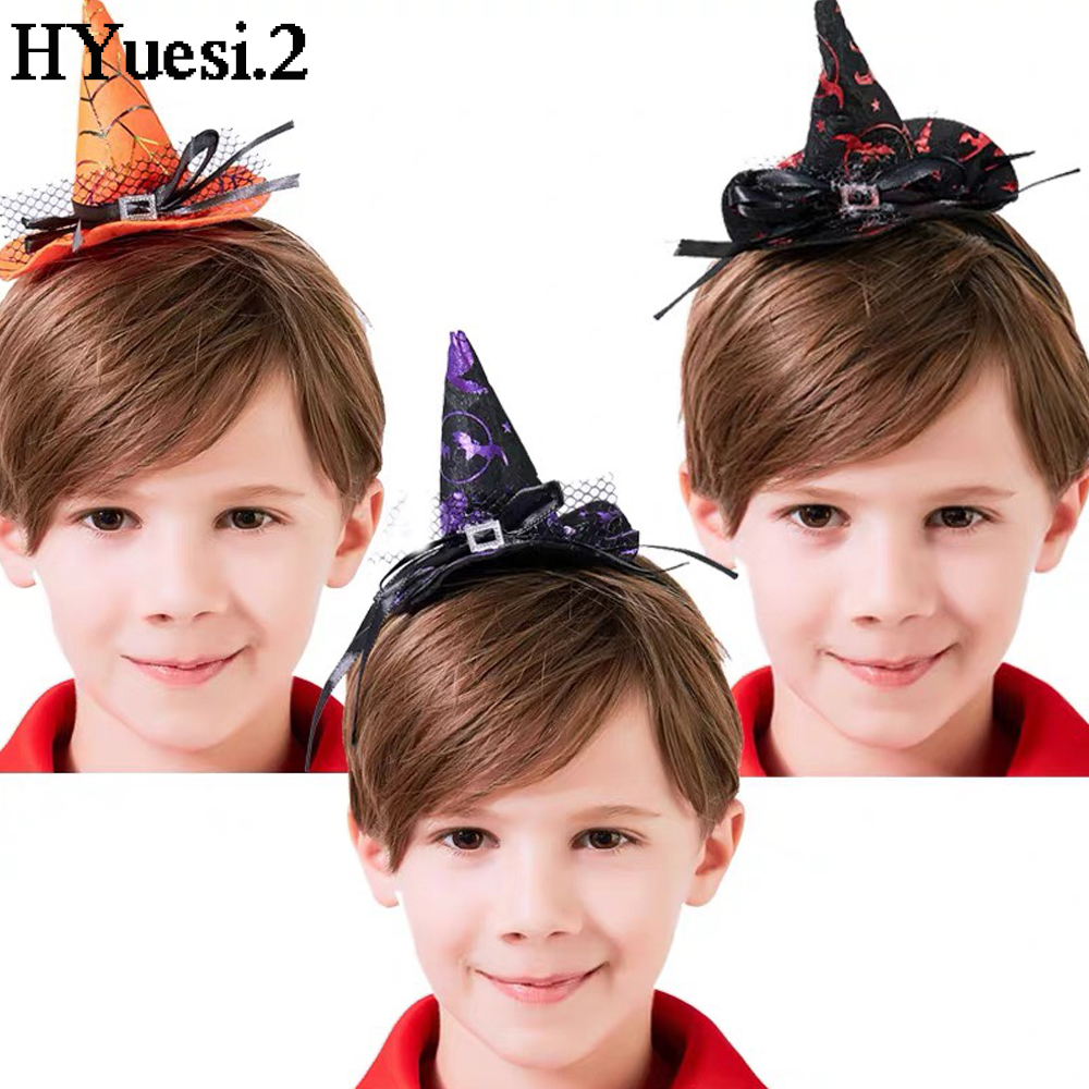 Mini sombrero de bruja puntiagudo, diademas con forma de Calavera, telaraña, calabaza, aros para el cabello para niños y niñas, diademas de Halloween, decoración de Cosplay