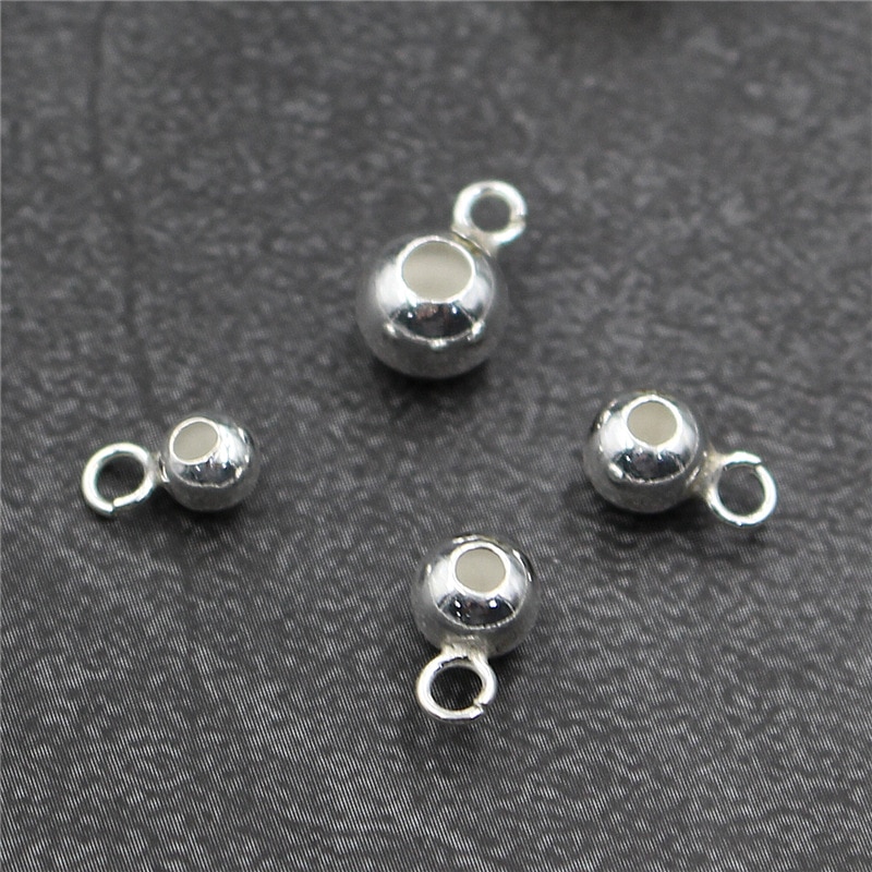 2pcs/lot 100% 925 Sterling Silver Bail Spacer Beads 4mm 5mm 6mm Handmade Pendant Charm Beads DIY Necklace Bracelets Jewelry Make
