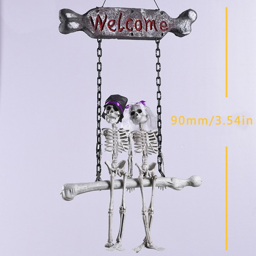 Halloween Props Skeleton Bridegroom And Bride Welcome Doorplate Pendant With Welcome Horror Decoration