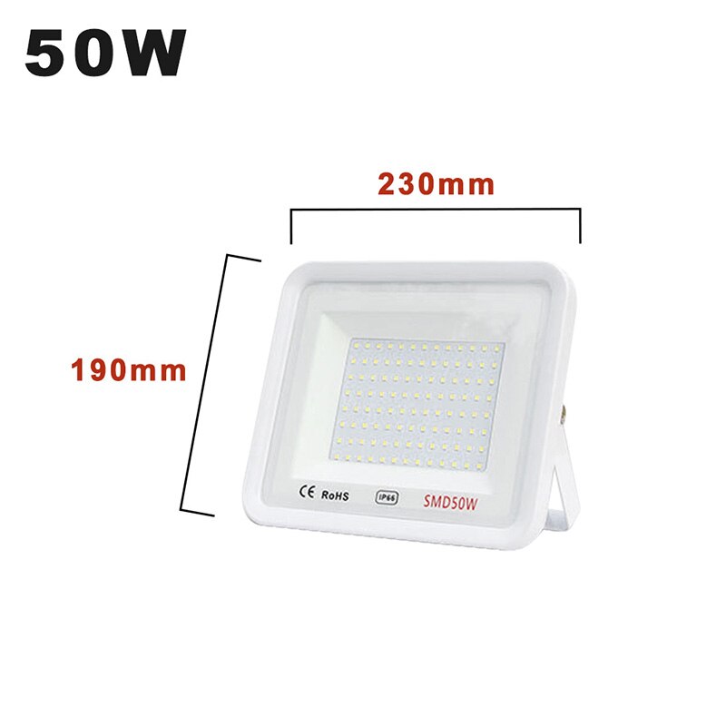 AC220V LED FloodLight 20W 30W 50W 100W Ip66 Waterproof Outdoor LED Flood Lights Spotlight Warm White For Billboard Stadium Park: 50W / White