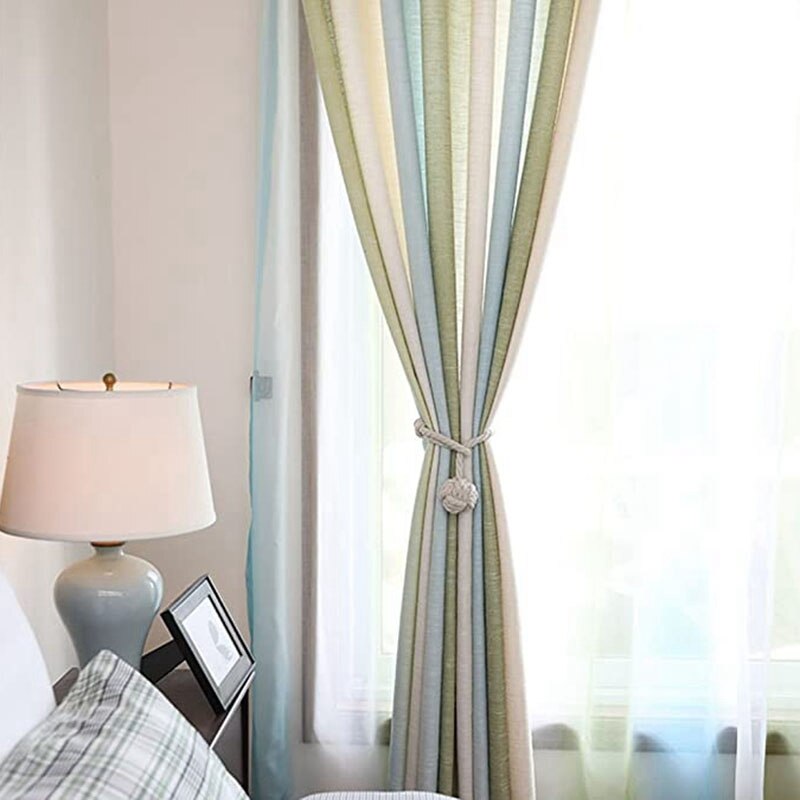 2- pack gardinbindningar - gardinrep i naturlig bomull, handgjorda lantliga dekorativa gardinhållare (beige)