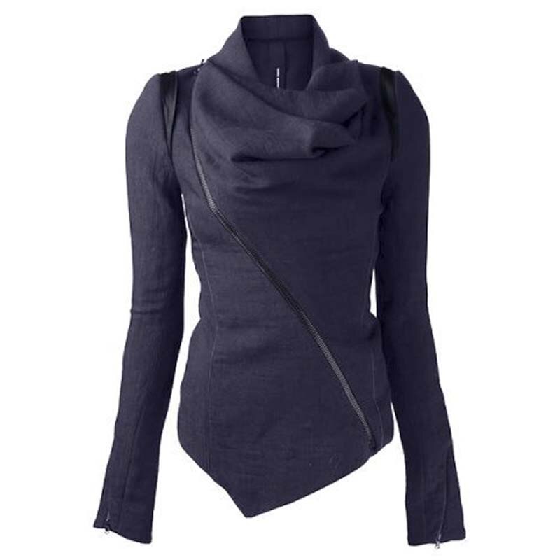 Vrouwen Wol Korte Jassen Jas Overjas Poncho Mode Vrouwen Sjaal Kraag Jas Rits Up Vrouwelijke Lange Mouw Uitloper Jas YF211: Gray / XL