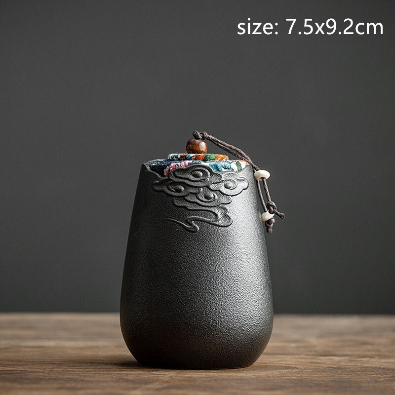 Portable Tea Caddy Travel Tea Bag Sealed Ceramics Jar Tea Storage Moisture-proof Containers Kitchen Spice Coffee Canister: C1
