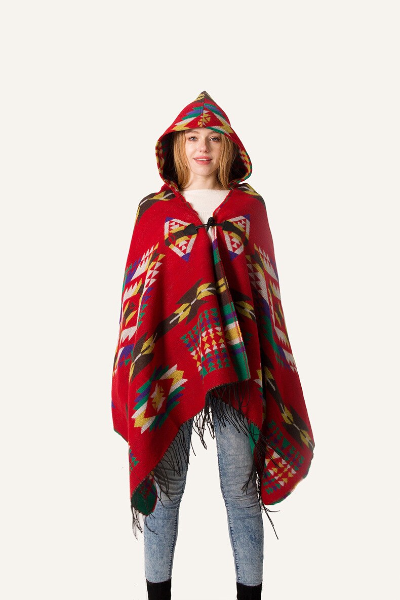 Etniske multifunktionelle boheme sjal tørklæde tribal frynser hættetrøjer stribede cardigans tæpper kappe sjal kvaster poncho frakke