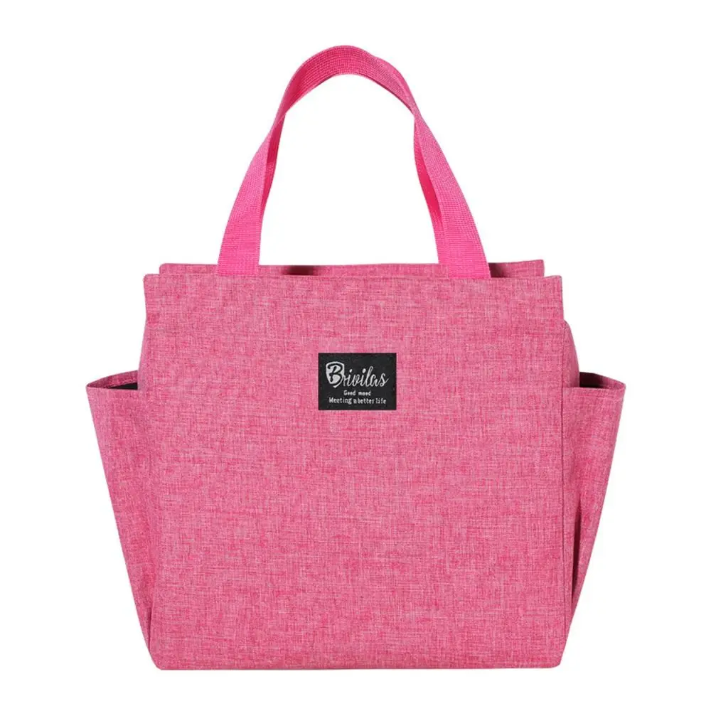 Bolsas térmicas para el almuerzo con cremallera multifuncional para mujer, bolsa térmica portátil impermeable de gran capacidad, bolsa aislante para comida de Picnic: Rosa