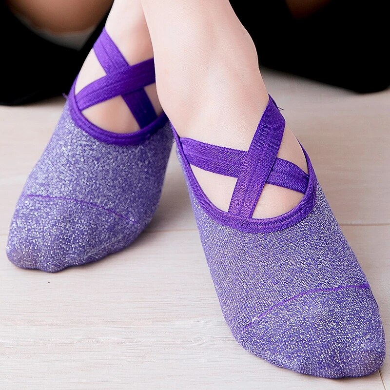 Neue Frauen Professionelle Yoga Socken Baumwolle Backless Anti Slip Atmungsaktive Dance Ballett Pilates Damen Sport Hausschuhe