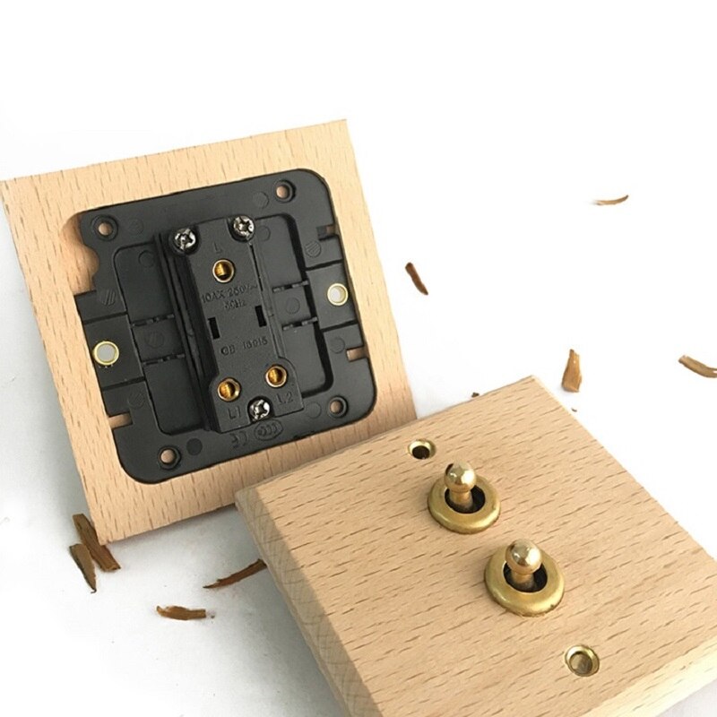 Wall Lights Switch Hand Made Retro Switch 10A 110V-250V Maple/Walnut Wood Panel Brass Lever 1 GANG/ 2 GANG Wall Switch