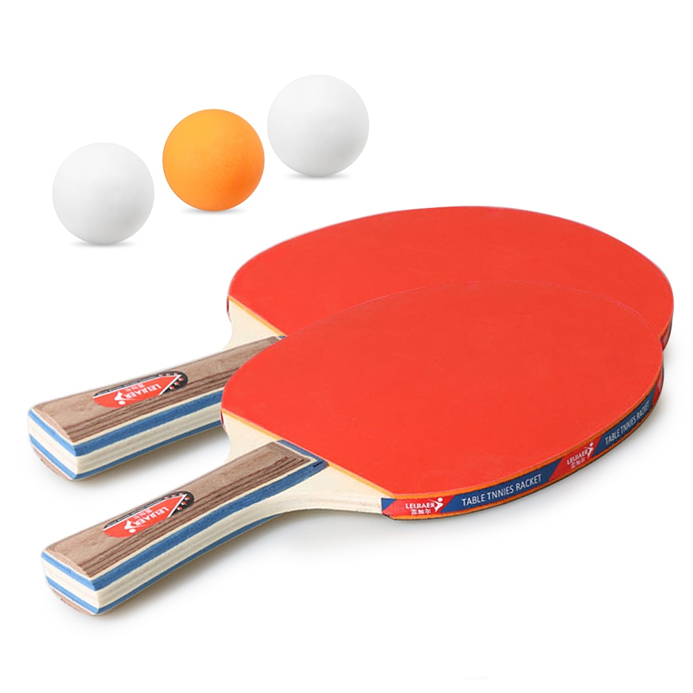 2 Pcsllot Tafeltennis Bat Racket Dubbele Gezicht Puistjes In Lange Korte Handvat Ping Pong Paddle Racket Set Met Zak 3 Ballen