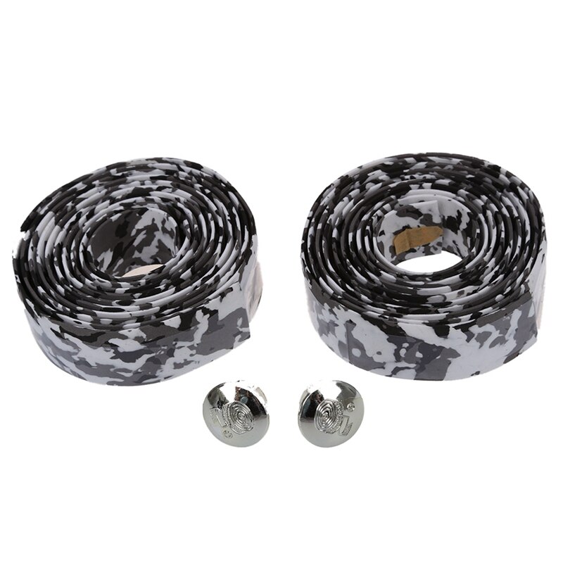 3 Pcs Fietsband Hendels &amp; 1 Paar Racefiets/Fiets Cork Stuurlint/Wrap (Wit Met zwart)
