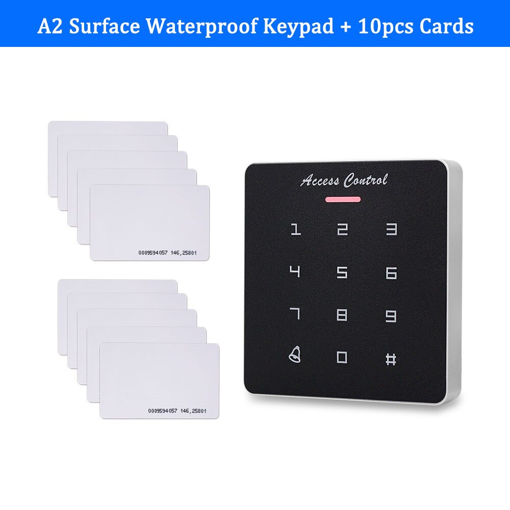 DC12V Electronic Access Control Keypad RFID Card Reader Access Controller with Door Bell Backlight for Door Security Lock System: A2 with 10 Cards