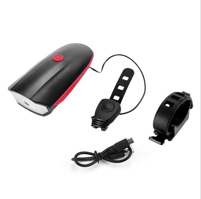 Luz de bicicleta con bocina de carga, faro electrónico para bicicleta de montaña, campana para conducción al aire libre, accesorios para Faro de bicicleta: USB Red
