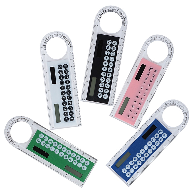 Mini-calculadora cartão de 10cm, energia solar, criativo, com régua multifuncional, material de escritório e escola, 1 peça