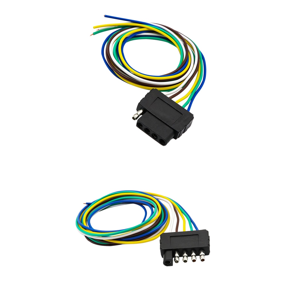 2 Pieces 5Way Flat Plug Wire Wiring Harness Kits for Trailer Boat Car RV US