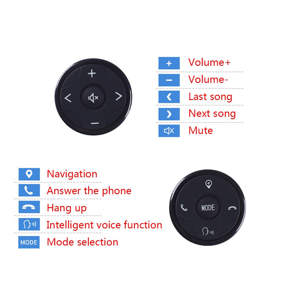Universal Car Steering Wheel Remote Control Panel 10 Keys Music Wireless DVD GPS Navigation Radio Buttons