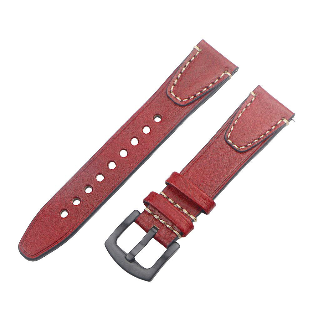 Handgemaakte Vintage Lederen Horlogeband 18mm 20mm 22mm Quick Release Volnerf Horlogeband voor Mannen Vrouwen Polsband Accessoires: Beige / 20mm