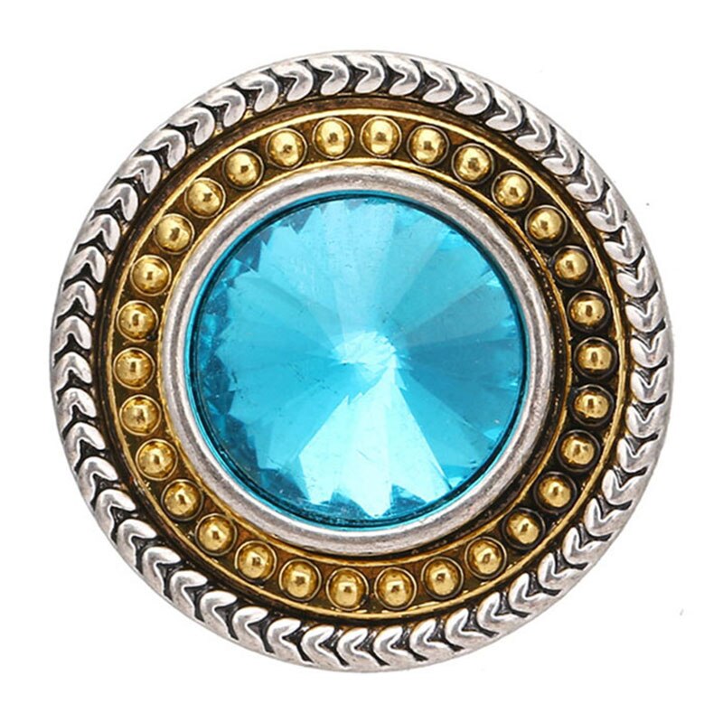 KZ3574 golden round beauty rhinestone colorful 18MM snap buttons fit DIY 18MM snap bracelet snap jewelry: Hot Stamping