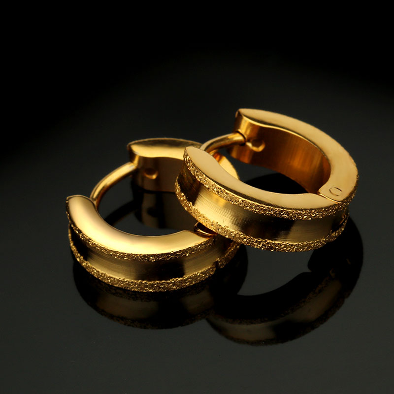 1Pair Men&#39;s Hoop Earrings Small Creoles Titanium 316L Surgical Steel Silver Gold Black 4x13mm Anti-allergic Punk Jewelry