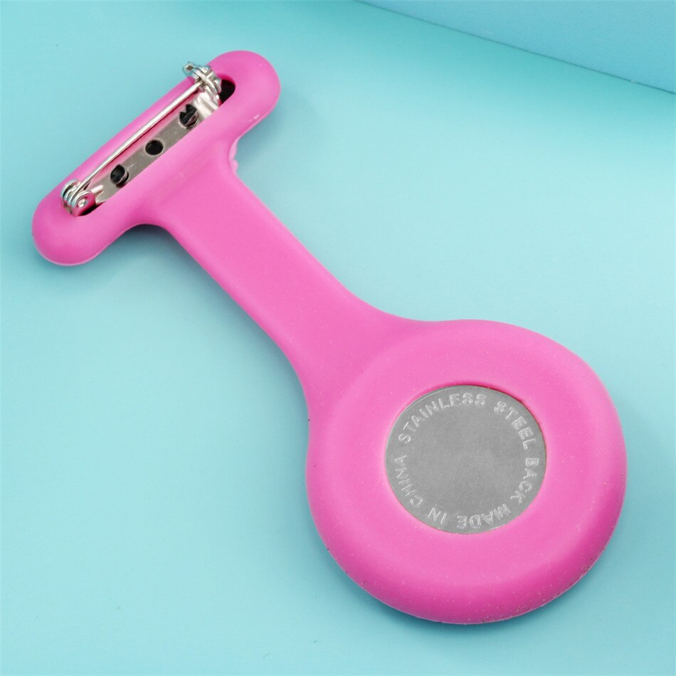 Reloj de bolsillo con puntero luminoso para enfermera, relojes de bolsillo de cuarzo con cubierta de silicona, Pin colgante para médico